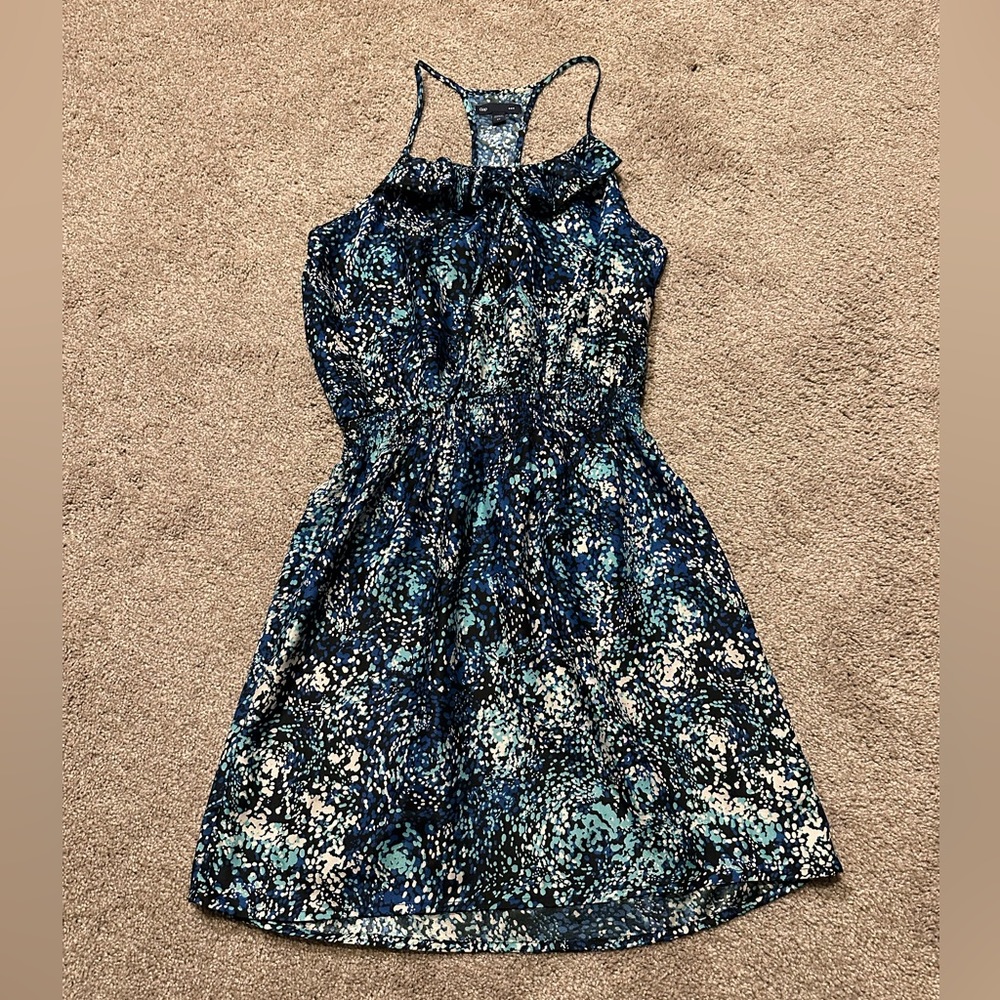 Shades of blue airy spring dress with racer back size XS